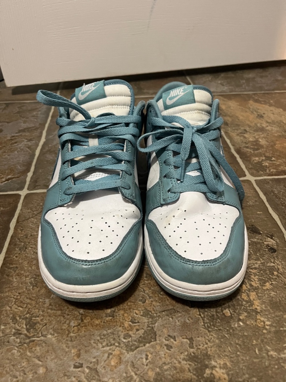 Nike Teal and White Low-Top Sneakers